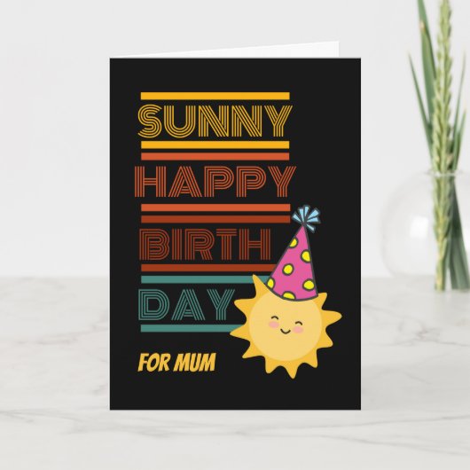 Zonnige Happy Birthday voor moeder met Pet van Sun Kaart (Voorkant)