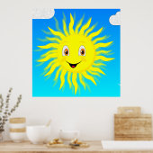 Zonnige Happy Face Poster (Keuken)