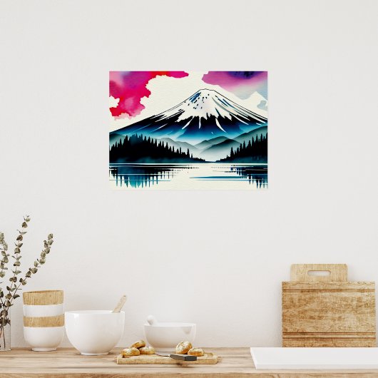 Zonnige hellingen: geschilderd panorama poster (Keuken)