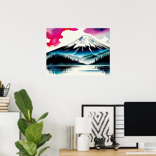 Zonnige hellingen: geschilderd panorama poster (Thuiskantoor)