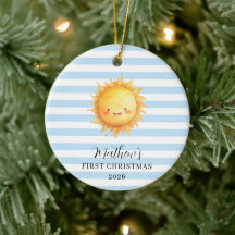 Zonnige Jongen Baby Eerste Kerstmis