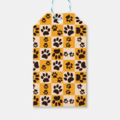 Zonnige kattenpootafdruk dambord cadeaulabel (Voorkant)