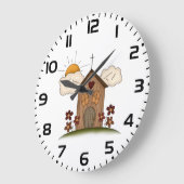 Zonnige kerk met bloemen rustieke landelijke charm grote klok (Hoek)