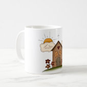 Zonnige kerk met bloemen rustieke landelijke charm koffiemok (Voorkant links)