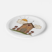 Zonnige kerk met bloemen rustieke landelijke charm papieren bordje (Gekanteld)