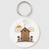 Zonnige kerk met bloemen rustieke landelijke charm sleutelhanger (Achterkant)