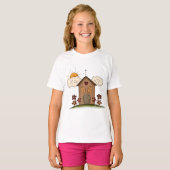 Zonnige kerk met bloemen rustieke landelijke charm t-shirt (Voorkant volledig)