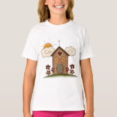 Zonnige kerk met bloemen rustieke landelijke charm t-shirt (Voorkant)