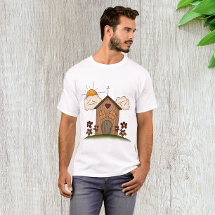 Zonnige kerk met bloemen rustieke landelijke charm t-shirt