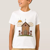 Zonnige kerk met bloemen rustieke landelijke charm t-shirt (Voorkant)