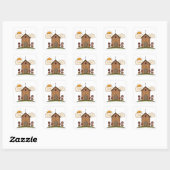 Zonnige kerk met bloemen rustieke landelijke charm vierkante sticker (Vel)