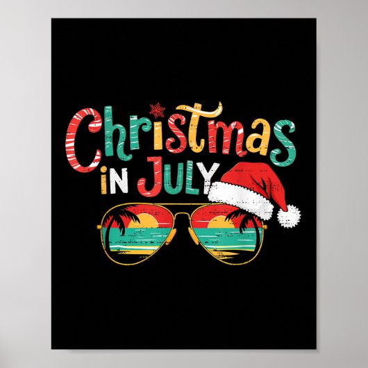 Zonnige kerst in juli Zomer Kerststrand Vakantie Poster (Voorkant)