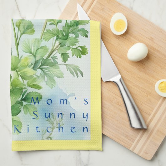 Zonnige kruiden keukenhanddoek (Quarter Fold)