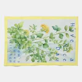 Zonnige kruiden keukenhanddoek