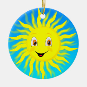 Zonnige Lachende Gezicht Keramisch Ornament