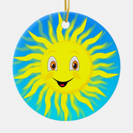 Zonnige Lachende Gezicht Keramisch Ornament (Voorkant)