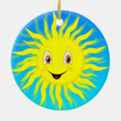 Zonnige Lachende Gezicht Keramisch Ornament (Achterkant)