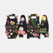 Zonnige lente bloeit bloemontwerp met zoemende bij bedankdoosjes (Uitgevouwen)