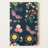 Zonnige lente bloeit bloemontwerp met zoemende bij planner (Achterkant)