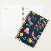 Zonnige lente bloeit bloemontwerp met zoemende bij planner (Display)