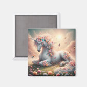 Zonnige lentebloemen eenhoorn magneet (Voorkant / Achterkant)