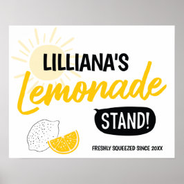 Zonnige Limonadestand Verjaardagsfeestje Poster