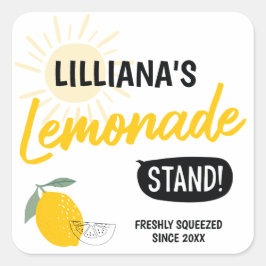 Zonnige Limonadestand Verjaardagsfeestje Vierkante Sticker