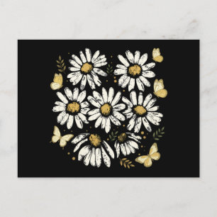 Zonnige Madelief Bloei Retro Gele Bloem Briefkaart