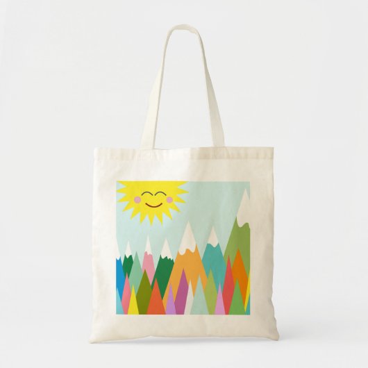Zonnige, met sneeuw bedekte bergen tote bag (Voorkant)