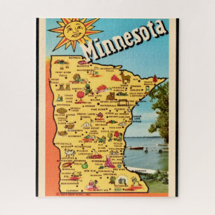 Zonnige Minnesota Kaart 16x20 Legpuzzel