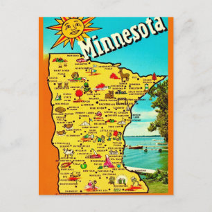 Zonnige Minnesota kaart ansichtkaart