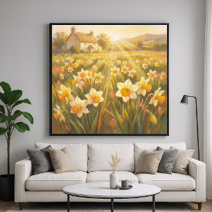 Zonnige narcissen - Pastel Schilderstijl Kunst Poster