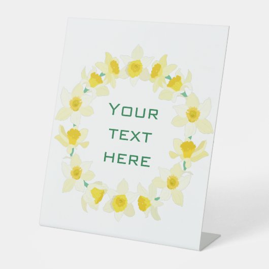 Zonnige narcissen. reclamebord met voetstuk (Voorkant)