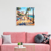 Zonnige Nice Riviera Promenade Canvas Kunst (Insitu (Woonkamer))