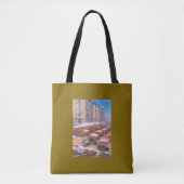 Zonnige ochtend marktplaats in de winter tote bag (Voorkant)