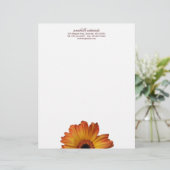 Zonnige Oranje duitse bloem persoonlijk Gepersonaliseerd Briefhoofd (Staand voorkant)