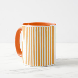 Zonnige Oranje en Witte Verticale Strepen Esthetie Mok