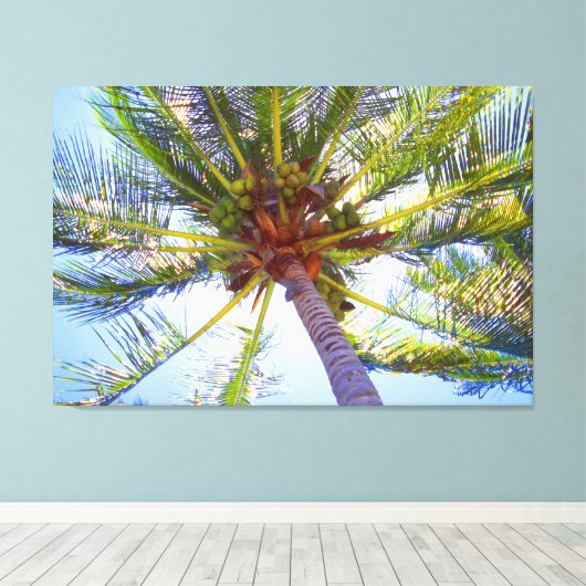 ZONNIGE PALM 32x48 Canvas Afdruk (Insitu (Houten vloer))