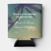 Zonnige palm foto gepersonaliseerde strand bruilof blikjeskoeler (Voorkant)