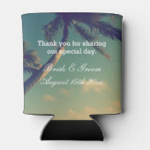 Zonnige palm foto gepersonaliseerde strand bruilof blikjeskoeler (Achterkant)