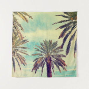 Zonnige palmplantage: gekweekte oase. wandkleed