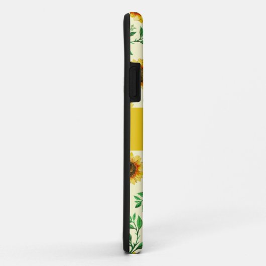 Zonnige pastel gele zonnebloemen bladeren monogram Case-Mate iPhone case (Achterkant/rechts)