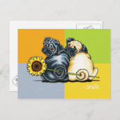 Zonnige Pugs Briefkaart (Voorkant / Achterkant)