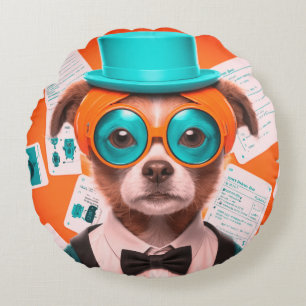 Zonnige Puppy Ronde Kussen