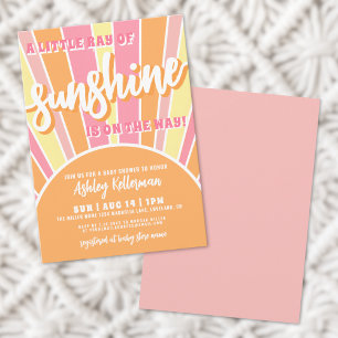 Zonnige Retro Helder Zon Baby Shower Kaart