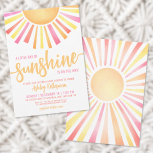 Zonnige Roze Boho Zon Baby Shower Kaart