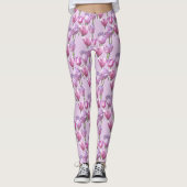 Zonnige roze tulpen patroon legging (Voorkant)