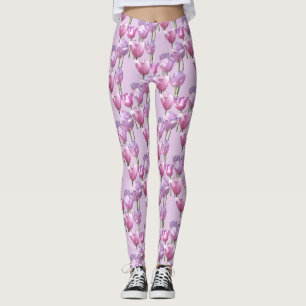 Zonnige roze tulpen patroon legging