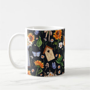 Zonnige rustieke Waterverf Zonnebloemen Patroon Koffiemok