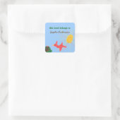 Zonnige scene gepersonaliseerd ex-libris vierkante sticker (Tas)
